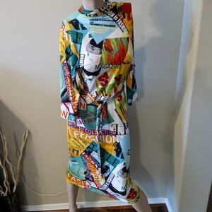 New plus size colorful fashion magazine print dress